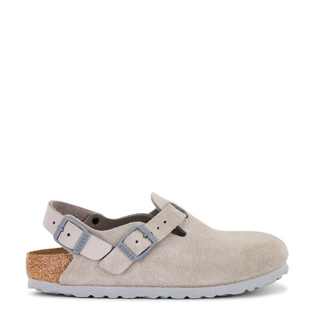 Birkenstock Beige Suede Two-Buckle Clog Sandals